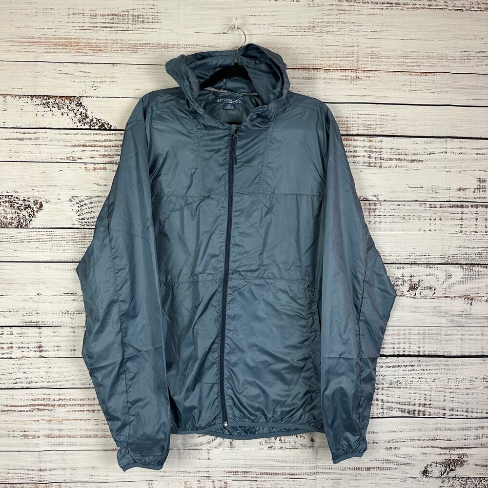 EUC Kyodan Outdoor Slate Blue Full Zip Windbreaker Nylon Hooded Jacket Size XL
